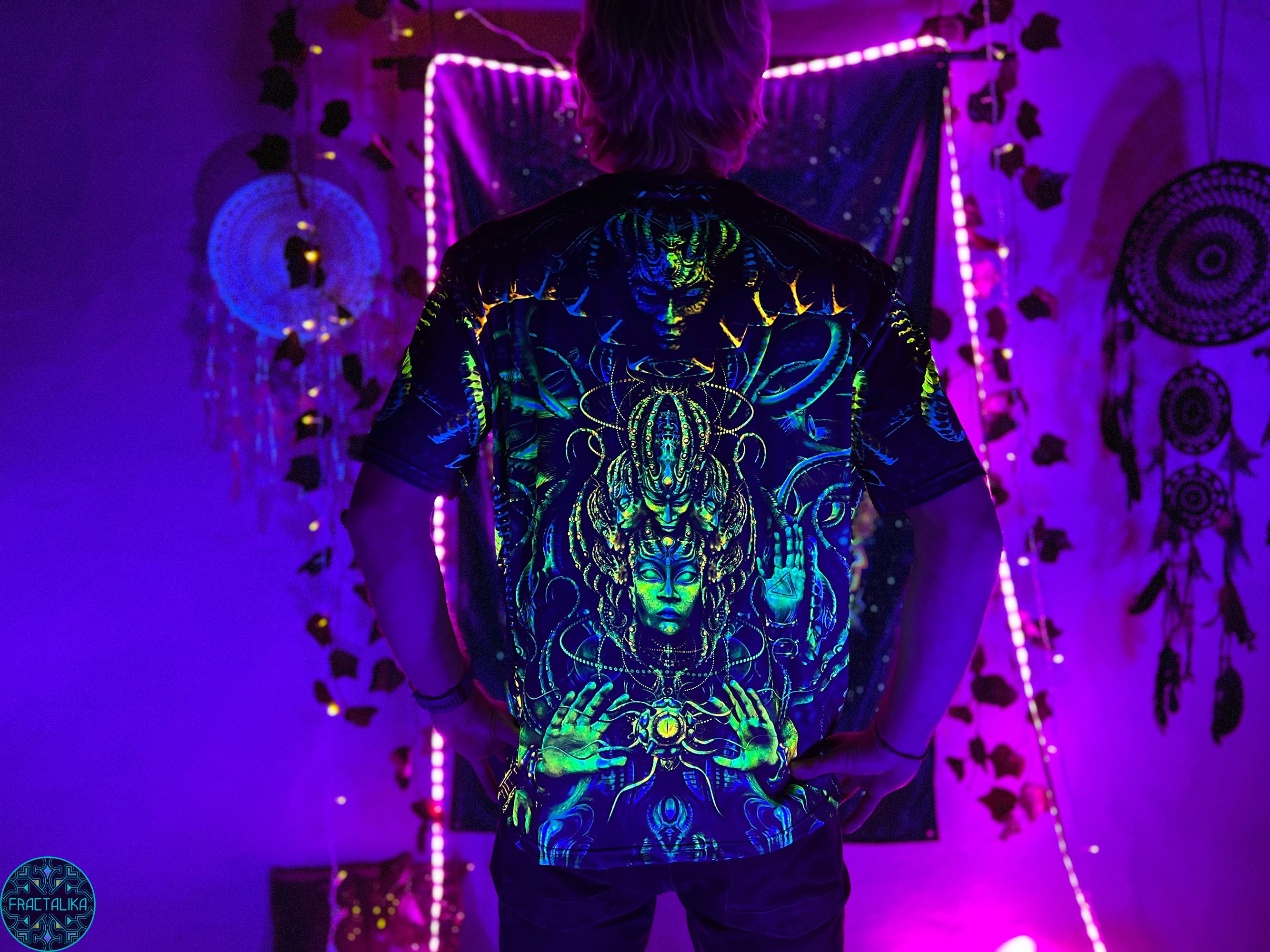 Blacklight Fluorescent Shirt, UV Active Clothing, Ultraviolet