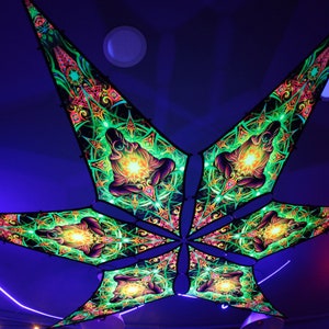 Psychedelic Festival Deco, UV Canopy, Lycra Blacklight Decoration, Spandex Lycra Psytrance Decor, Party Deco, Neon Art, Trippy Art