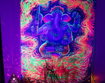 Ganesh Trippy Backdrop Mystical Artwork Hippie UV Gobelin - Etsy UK Ganesh Trippy Backdrop Mystical Artwork Hippie UV Gobelin - Etsy UK