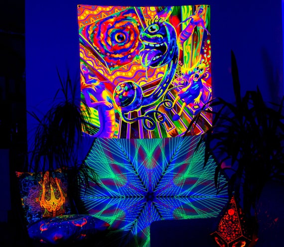Trippy Painting UV Wall Art Blacklight Art Neon Tapestry Festival Tapestry Trippy Wall Art Spiritual Art Etsy Canada