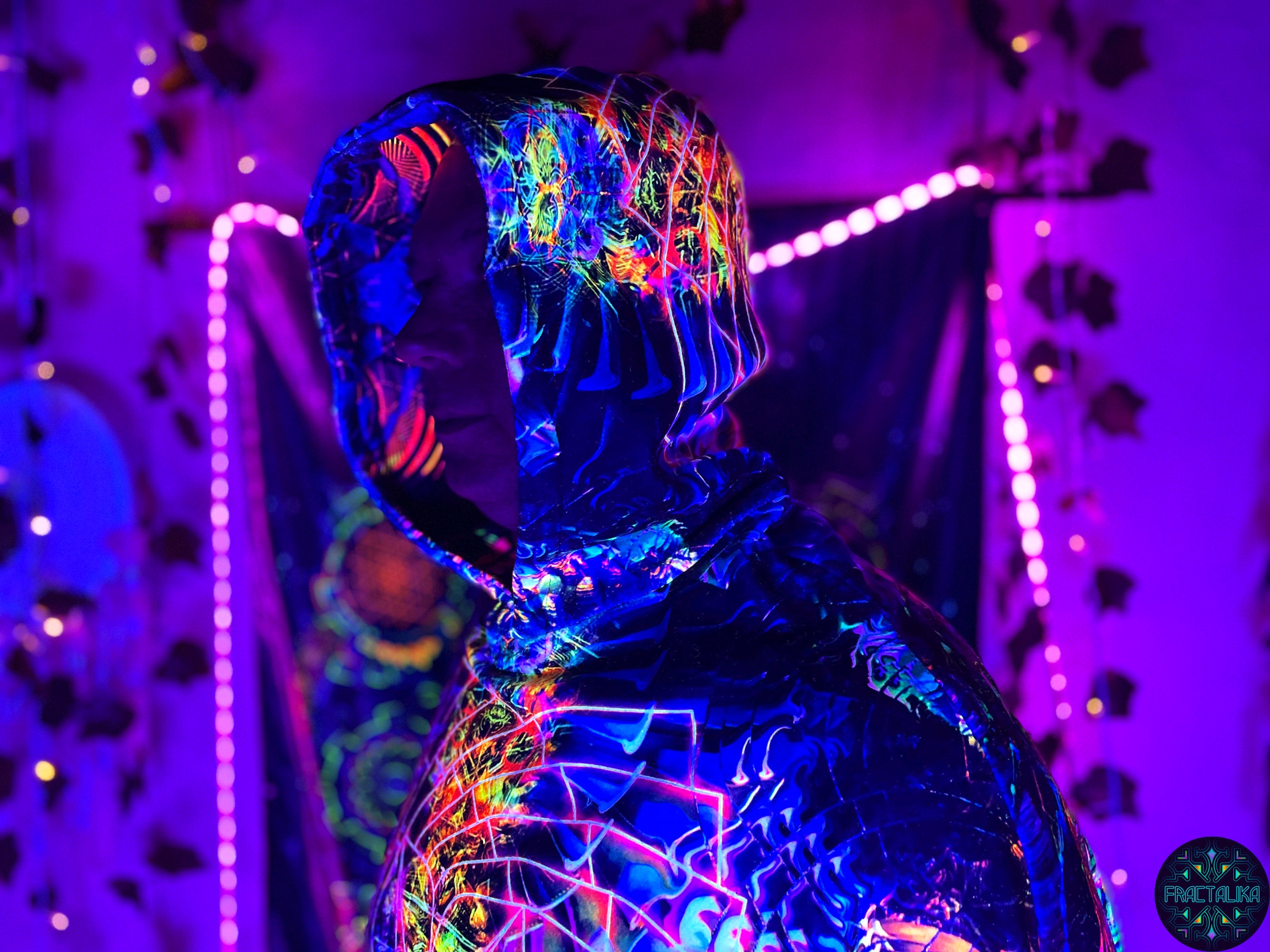 Neon Clothing, UV Active Wear, Hippie Poncho, Trippy Clothing