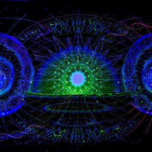 Psychedelic Blacklight Art, Nature UV Fluorescent Glow Psyart, Backdrop Banner, Visionary Tapestry, Space Wallhanging, Meditation Neon Art