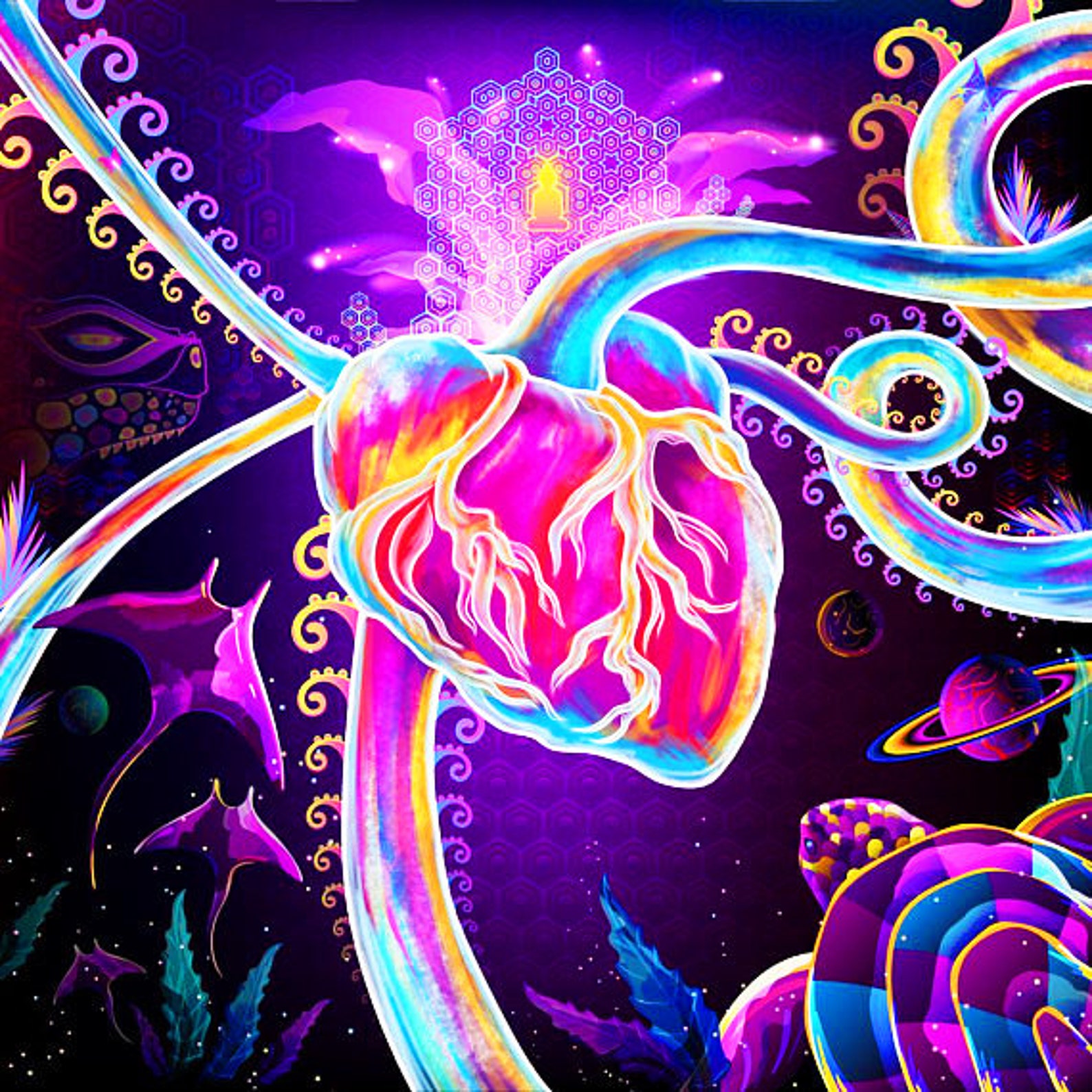 Psychedelic Painting Art Visionary UV Fluorescent Glow Psytrip | Etsy