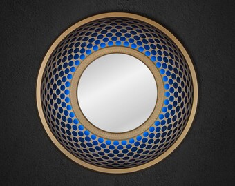Espejo de madera boho, espejo contemporáneo, decoración de pared de espejo moderno, espejo hippie, decoración estética del hogar, decoración de meditación, arte mandala