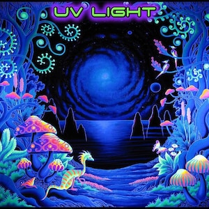 Psychedelic Wall Tapestry UV, Blacklight Backdrop, Neon Art, Trippy Wall Deco, Psytrance Wall Hanging, Bohemian Room Deco, Hippie Room Deco