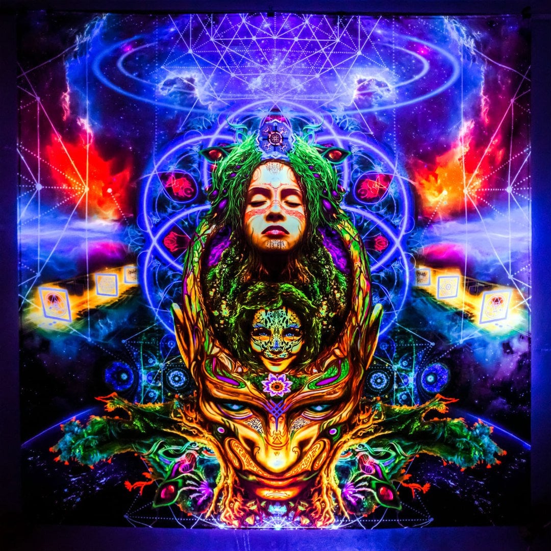 Visionary Art UV Decoration, Psychedelic Painting Backdrop, Rave