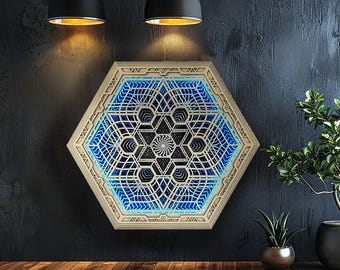 Boho Mandala LED Lamp: Psychedelic Wooden Wall Art