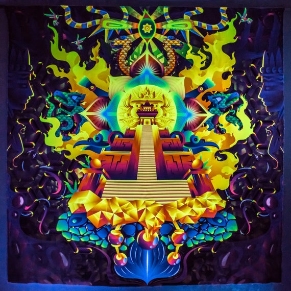 Psychedelic Fluorescent Backdrop Meditation Sacred Acid Glow Etsy