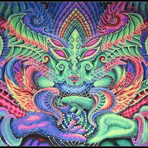 Psychedelic Tapestry Psytrance Backdrop UV Reactive Wall Hanging Bohemian Room Deco Bedroom Wall Art Festival Blacklight Active