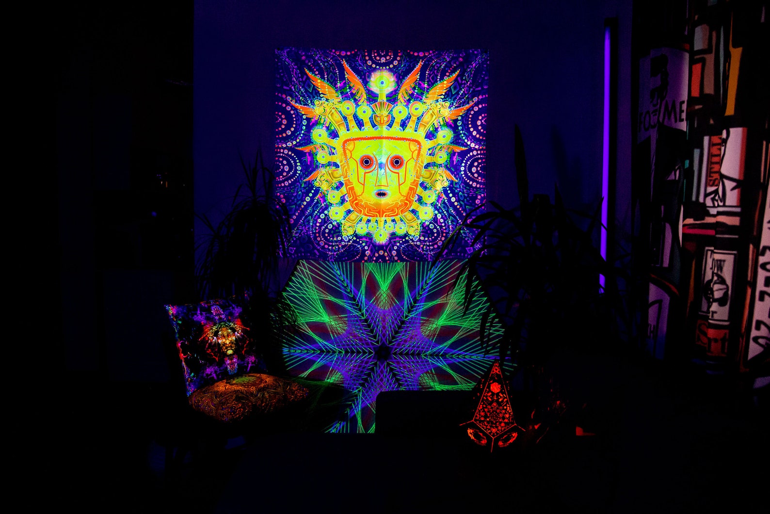 Psychedelic Tapestry UV Wall Hanging Trippy Wall Art Trippy Etsy