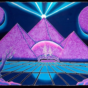 UV Backdrop Mushroom Tapestry Psytrance Art Blacklight Active Backdrop Trippy Wall Hanging Spiritual Artwork Hippie Wall Decor Neon Glow