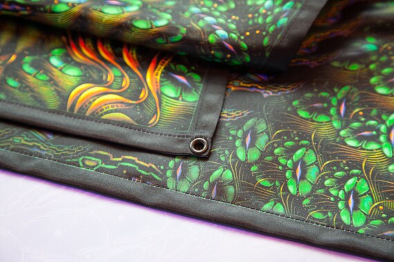 Arazzo Luce Nera 200x150 Cm - Motivo Funghi Psichedelici, Fluorescente Con Luci UV - Foto 6