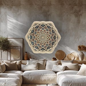 Sacred Geometry Hexagon  Home Deco, Yoga Wall Art, Wood Wall Decor, Spiritual Wall Art, Meditation Wooden Mandala Room Deco, Above Bed Decor