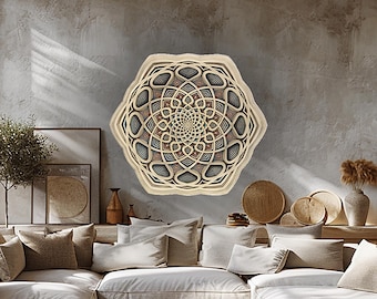 Wooden Mandala Wall Art: Sacred Geometry, Boho Home Decor