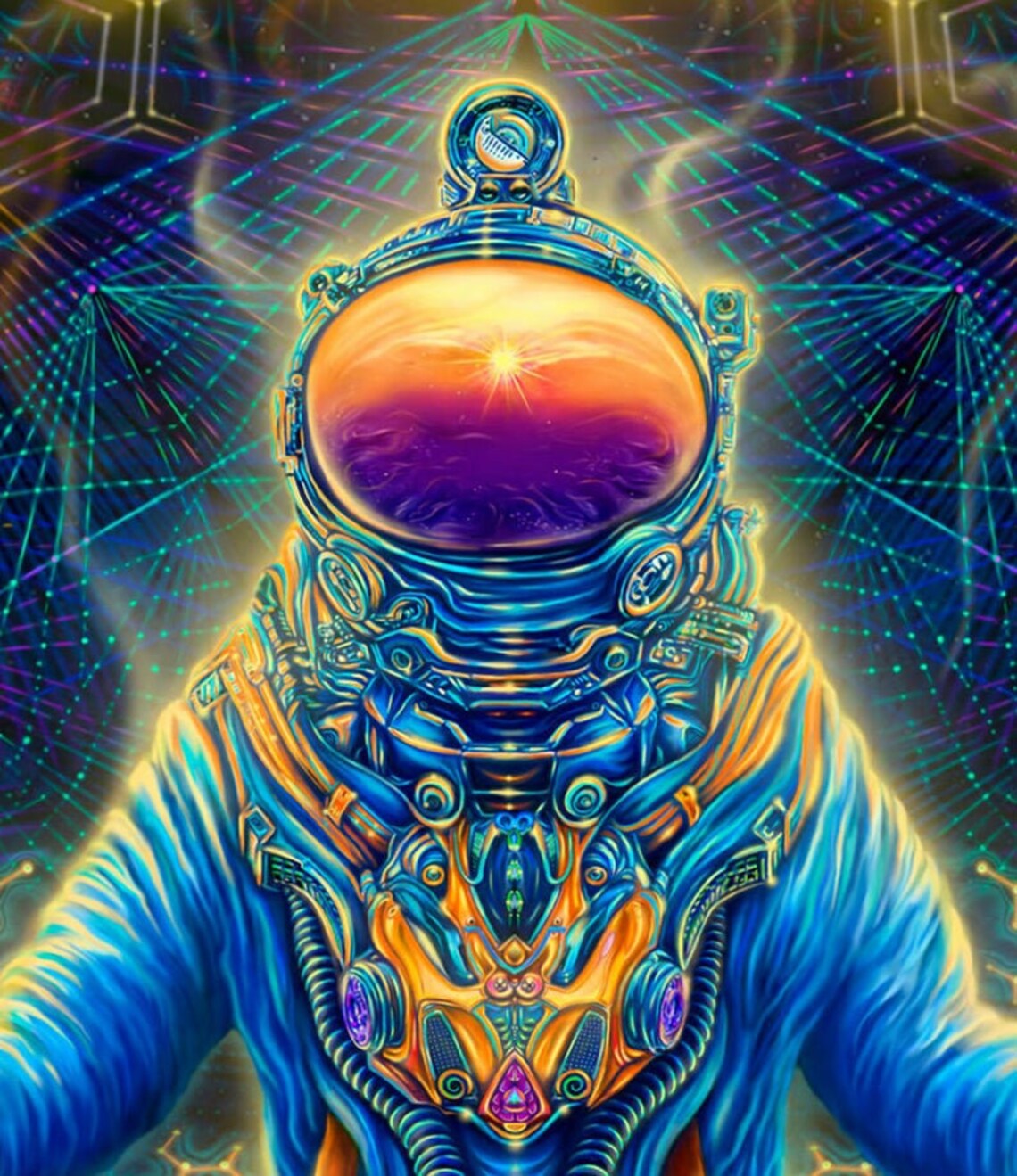 Trippy Backdrop Psychedelic Tapestry Art Spiritual Painting Etsy