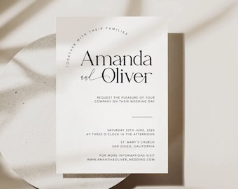 Minimalist Wedding Invitation Template: Simple Elegant Design (Printable)