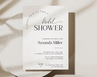 Minimal Bridal Shower Template Card, Printable Bridal Invitation Template, 100% Editable Template, Simple Invitation #MM2