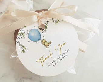 EDITABLE Winnie The Pooh Favor Tag, Winnie Pooh Baby Shower Thank You,  Honey Favors, (30) 1.5 or (20) 2 in, Honey Stickers, CB1