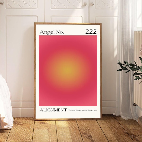 Angel Number 222, Aura Energy, Pink Gradient Wall Art, Meditation Spiritual Gifts, Aesthetic Room Decor, DIGITAL Printable File WP