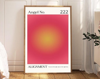 Angel Number 222, Aura Energy, Pink Gradient Wall Art, Meditation Spiritual Gifts, Aesthetic Room Decor, DIGITAL Printable File WP