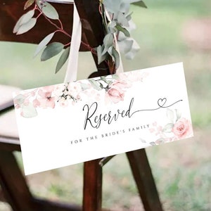 ROSA - Plantilla editable para letrero reservado para bodas (carpa) / Tarjeta reservada imprimible / Asientos para bodas / Templett - 4 x 9,25