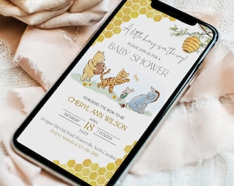 Winnie Puuh Babyparty Evite: Neutrale elektronische Einladung