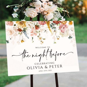 The Night Before Rehearsal Dinner Welcome Sign, Garden Flower Rehearsal Poster DIY, Instant Download Digital File, Reception #GF
