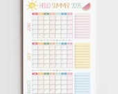 Summer Calendar Large Planner Poster Printable Digital Download Easy Cute Schedule for Kids Fun Summer Calendar Activity 2026 End of School
