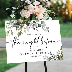 Modern Eucalyptus Rehearsal Dinner Welcome Sign - Digital Download