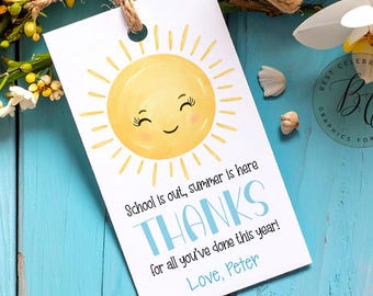 Editable Teacher Thank You Tag: End of School Gift (Canva Template)