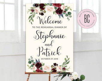 Rehearsal Dinner Welcome Sign, Editable Rehearsal Dinner Sign, Rehearsal Dinner Template, Wedding Rehearsal Sign, Editable Template  #FL04