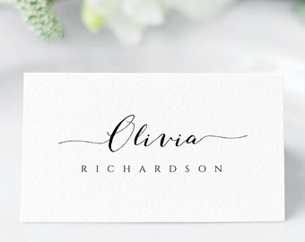 Modern Name Cards Simple DIY Template 513-A White Escort Cards Instant Download Templett Simple Modern Calligraphy Editable Place Cards