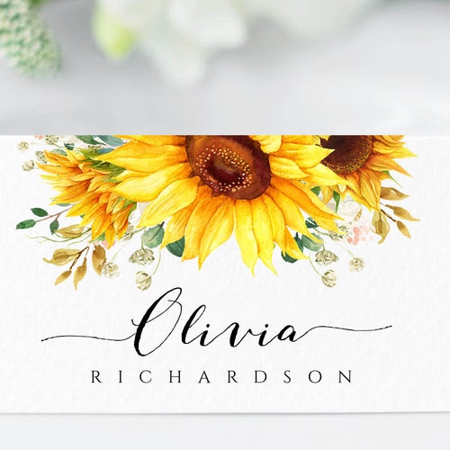 Sunflower Place Card Template Printable Wedding Escort Card - Etsy