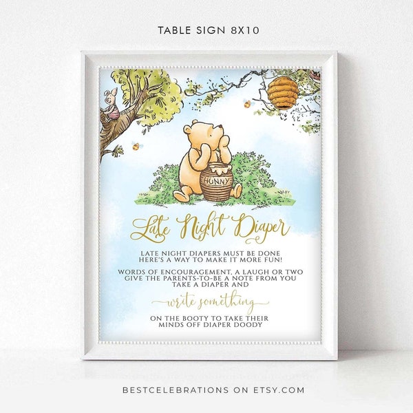 Winnie the Pooh Late Night Diapers Sign Etsy