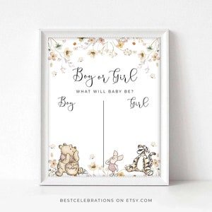 Winnie de Pooh jongen of meisje, hij of zij wat de baby zal zijn-bord, bord geslacht, welkomstbord babyshower, klassieke Winnie de Poeh #WTPG