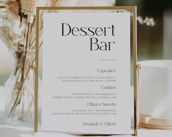Minimalist Dessert Menu Sign, Wedding Sweets Table Sign, Editable Wedding Signage, TEMPLETT, Simple Editable Template, #MM2