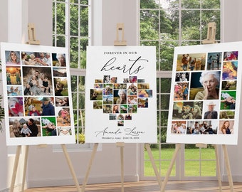Funeral Heart Photo Collage Template: Celebration of Life (Canva Editable, Digital Download)