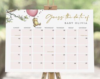 classic-winnie-the-pooh-baby-due-date-calendar-baby-s-etsy
