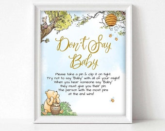 Winnie the Pooh Baby Shower Game Sign: Don't Say Baby (8x10 Jpeg and PDF)