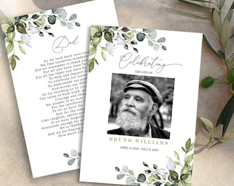 Double sided Funeral Program Template, Floral Memorial Program, Editable Template, Celebration of Life, Printable Funeral Program #FNRL