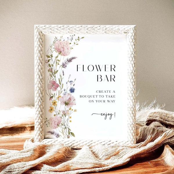 Wildflower Flower Bar Signs, Bouquet Bar Sign, Make a Bouquet Sign, Shower Sign Printable, TEMPLETT, Table Sign, PWFL