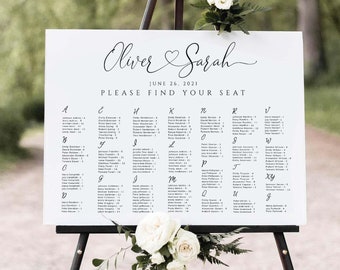 Calligraphy Wedding Seating Chart Template: Minimalist Design (Digital Download)