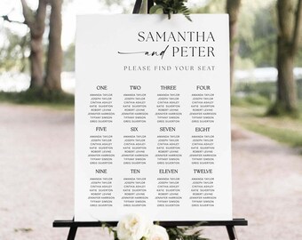 Editable Minimalist Wedding Seating Chart Template (Digital Download)