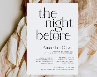 The Night Before Invitation, Editabe Wedding Rehearsal Template , The Night Before Electronic Invitation, Modern Rehearsal Invite #MM2