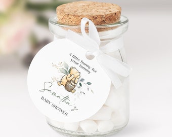 Editable Winnie The Pooh Favor Tag: Greenery Baby Shower (Digital Download)