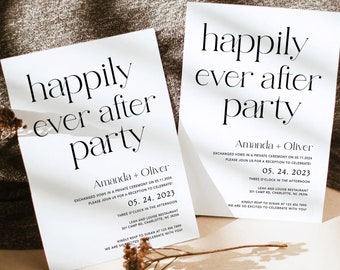 Happily Ever After Party Invitation, Electronic Wedding Party Invitation, Wedding Elopement Announcement, Reception Evite #MM2