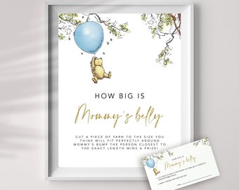 Winnie Pooh Baby Shower Game: Mommy's Belly Template (Digital Download)