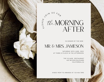 Morning After Brunch Invitations, Post Wedding Brunch Invitation, , EDITABLE Minimal Invitation, Templett #MM2