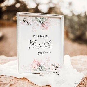Letrero "Por favor, tome uno" para programas, letrero imprimible para bodas, funerales, baby showers, fiestas, imprime #ROSA