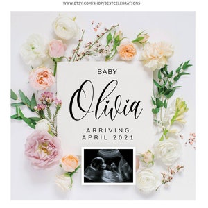 Floral Baby Announcement: Editable Social Media Pregnancy Reveal (Digital Download)